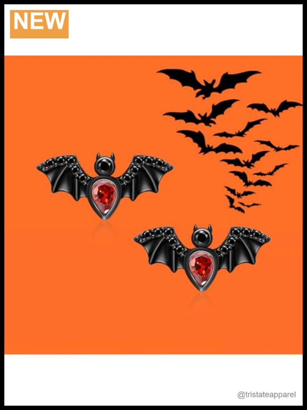 Sterling Silver Bat Stud Earrings Gothic Halloween Jewelry for Women - Picture 3 of 6